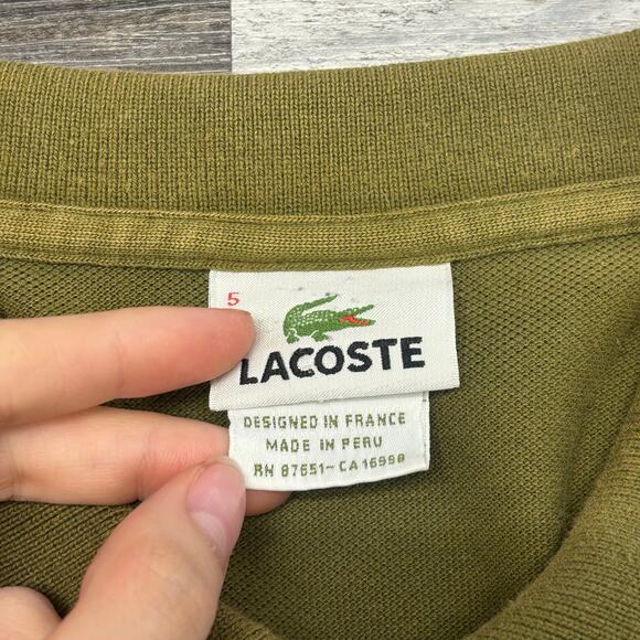 Lacoste Olive Green Mens 5 Crocodile Logo Short Sleeve Pique Tennis Polo Shirt L - Picture 5 of 10